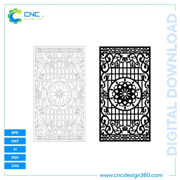 Ornamental Grid Panel – CNC Ready File, Laser Cut, DXF, SVG, AI, PDF, EPS | Instant Download