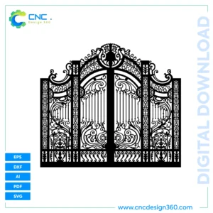 CNC Art File: Victorian Scroll Gate – Laser Cut Design, DXF, SVG, AI, PDF, EPS | Downloadable