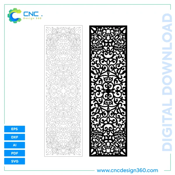 Digital File: Lace Scroll Panel – Laser Cut Ready, CNC, DXF, SVG, AI, PDF, EPS | Immediate Download