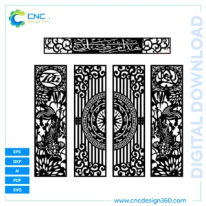 Koi Harmony Gate – CNC Ready File, Laser Cut, DXF, SVG, AI, PDF, EPS | Instant Download