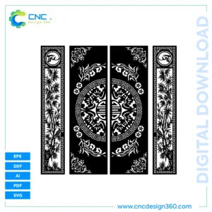 Oriental Bloom Gate – Laser Cut Design, DXF, SVG, AI, PDF, EPS | Downloadable