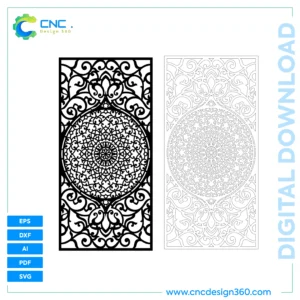 CNC Art File: Ornamental Mandala Panel – Laser Cut Design, DXF, SVG, AI, PDF, EPS | Downloadable