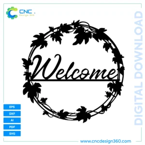 Elegant Floral Welcome Wall Art Design | Vector Files for Laser, CNC & Print Projects