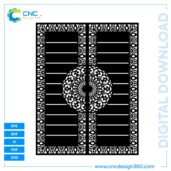Modern Mandala Gate – CNC Cut File, DXF, SVG, AI, PDF, EPS | Digital Acquire
