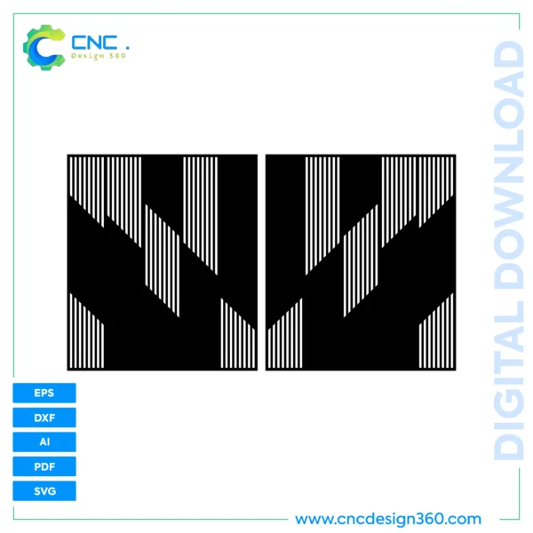 Linear Chevron Gate – Laser Cut Design, DXF, SVG, AI, PDF, EPS | Downloadable