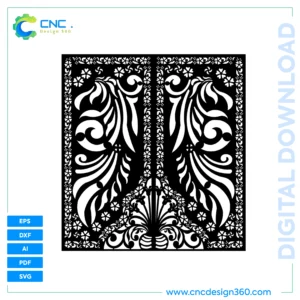 Digital File: Floral Flourish Gate – Laser Cut Ready, CNC, DXF, SVG, AI, PDF, EPS | Immediate Download