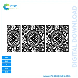CNC Art File: Elliptical Mandala Panel – Laser Cut Design, DXF, SVG, AI, PDF, EPS | Downloadable