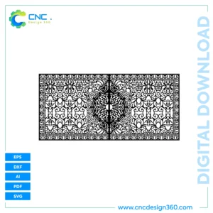 Digital File: Ornamental Medallion Gate – Laser Cut Ready, CNC, DXF, SVG, AI, PDF, EPS | Immediate Download