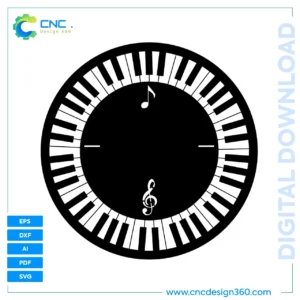 Piano Keys Clock with Musical Notes – Clock Design File | Instant Digital Download Pack