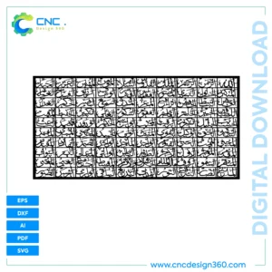 Digital Islamic Calligraphy – Ayatul Kursi Full Panel | All Format Bundle (EPS, SVG, DXF, PDF, AI)