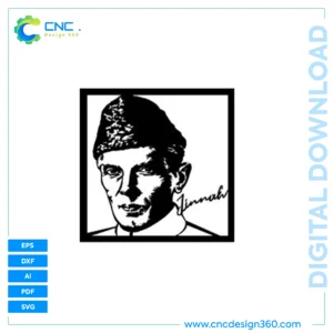 Modern Wall Panel Design – Quaid-e-Azam Portrait | Vector Art for Cutting & Printing | Instant Download