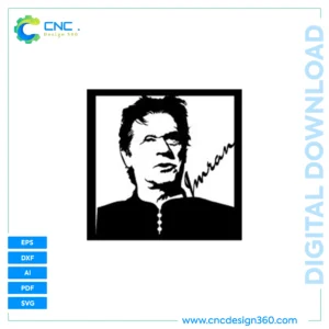 Wall Art SVG Bundle – Imran Khan Portrait | CNC & Laser Ready | Includes DXF, EPS, AI, PDF