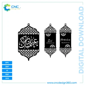 Elegant Wall Art Design – Festive Islamic Lanterns Set | Vector Files for Laser, CNC & Print Projects
