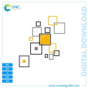 Abstract Squares Clock | Vector Format | CNC & Laser Ready