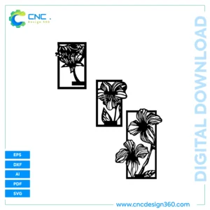 Floral Panel Wall Art | Cut-Ready Files | AI, EPS, DXF, SVG, PDF