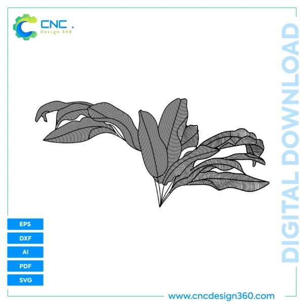 Digital Wall Decor Template – Tropical Leaf Decor | EPS, AI, SVG, DXF, PDF for CNC or Laser Use