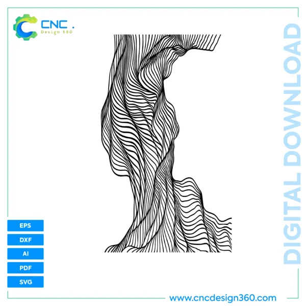 Abstract Wall Art Panel – Linear Flow Art | Digital Cutting Files | AI, DXF, EPS, PDF, SVG