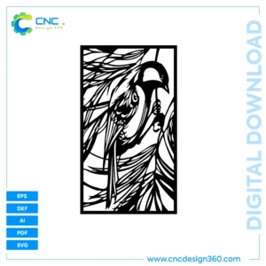 Wall Art SVG Bundle – Bird on Branch Panel Design | CNC & Laser Ready | Includes DXF, EPS, AI, PDF
