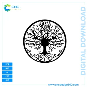 Decorative Wall Art Design – Tree of Life Digital Design | Digital Files for CNC, Laser Cut (SVG, DXF, EPS, AI, PDF)