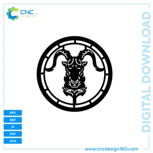 Ornamental Ram Head CNC File – Clock Dial Design | Instant Download | SVG, EPS, DXF, AI
