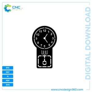 Digital Clock Template – Pendulum Wall Clock Design | All Formats Included | EPS, AI, SVG
