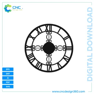 Ornate Roman Numeral Clock Design | CNC Compatible | SVG, DXF, EPS, AI
